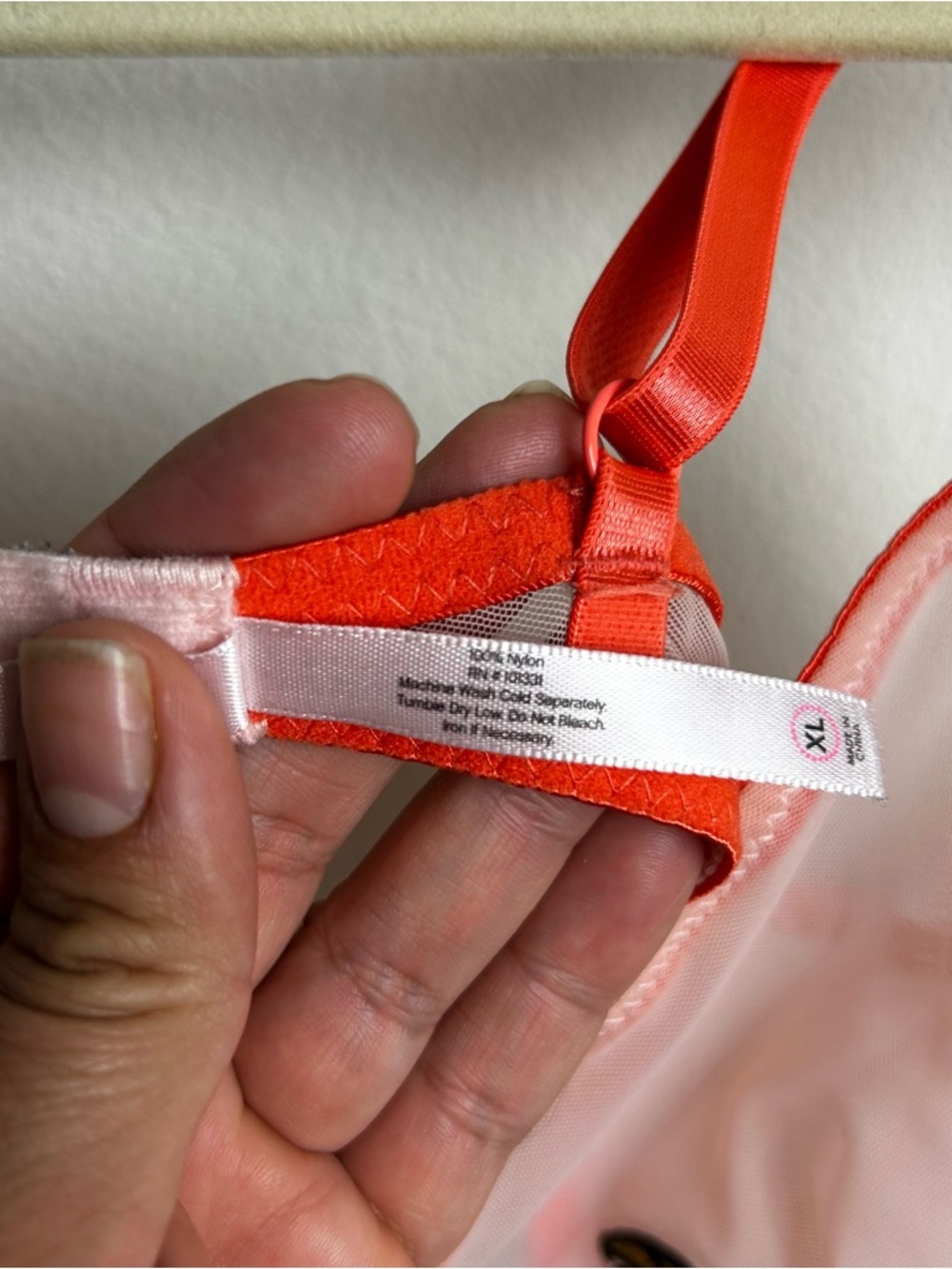 Wish & Whim Cherry Mesh Bralette peach mesh size: XL - Picture 6 of 8